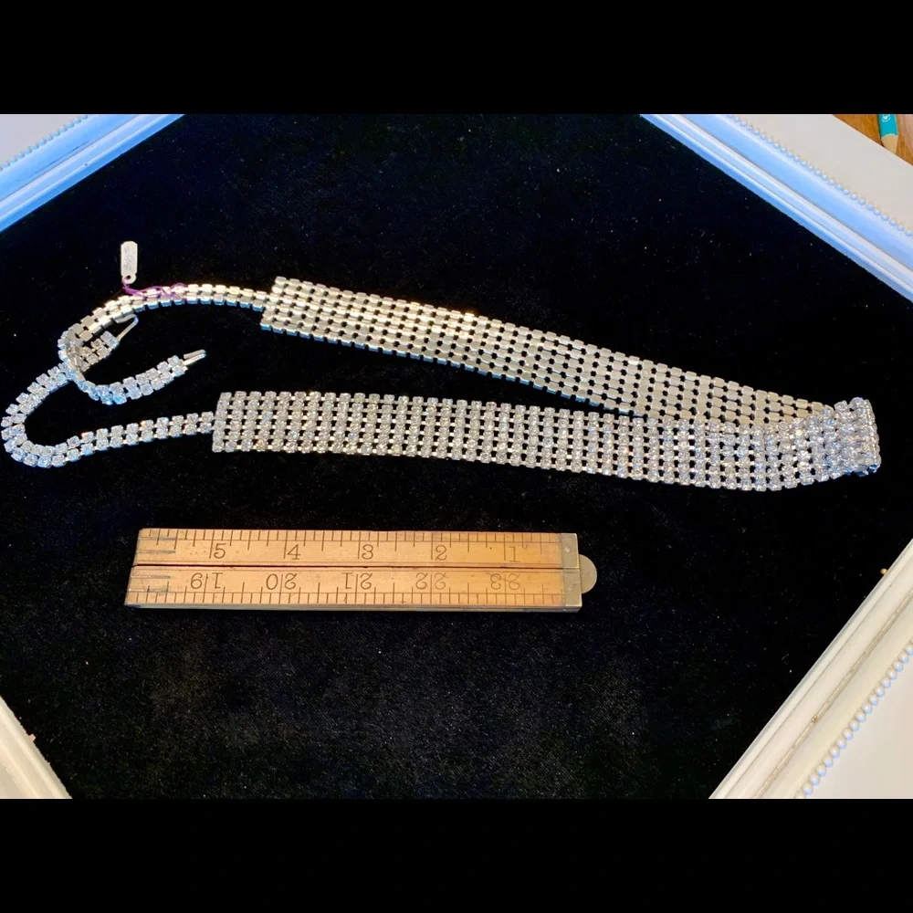 Vintage belt silvertone rhinestone costume bling